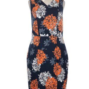 The Limited Black Midi Dress with Orange & White Floral Print